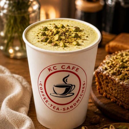 Pistachio latte served in Brooklyn NY